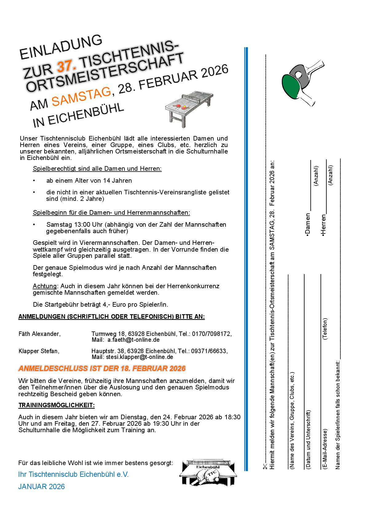 Tischtennis-Ortsmeisterschaften